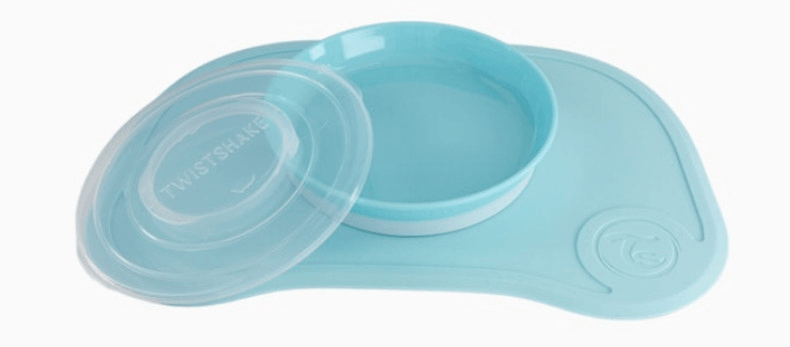 Twistshake Azul Click-Mat Plato Con Tapa Y Mantel Antiadherente