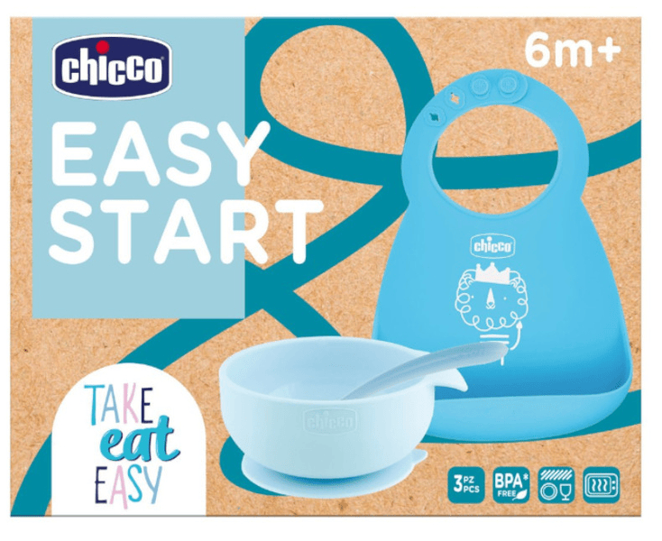 Chicco Azul Set De Comida Silicona +6M