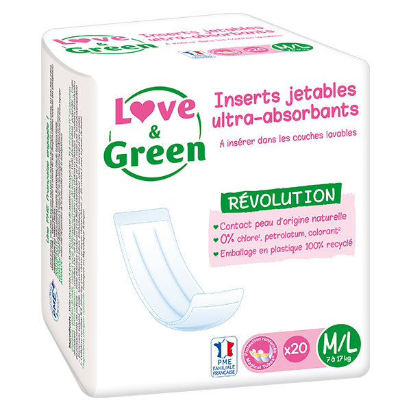 Change Bébé Insert Jetable pour Couche Lavable Taille M/L 20 unités