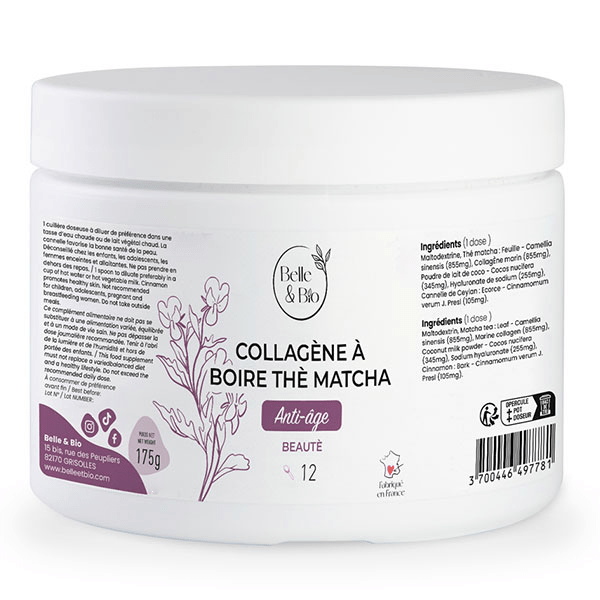 Anti âge Collagène marin à boire Thé matcha 175g 2