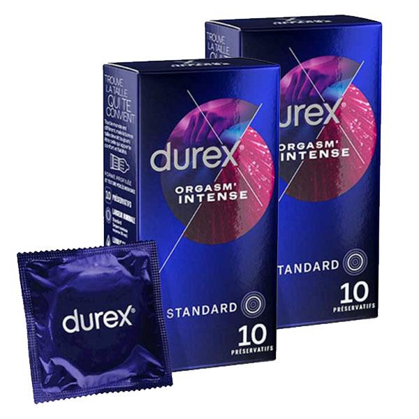 Lot de 20 Préservatifs Orgasm'Intense - Extra Lubrifiés Stimulants et Texturés - 2x10 pièces