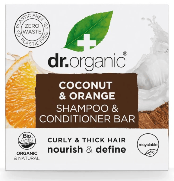 Dr. Organic Champú y Acondicionador Sólido de Coco y Naranja 75 gr