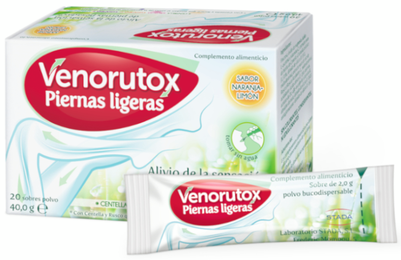 Venorutox Piernas Ligeras Sabor Naranja-Limón 20 Sobres