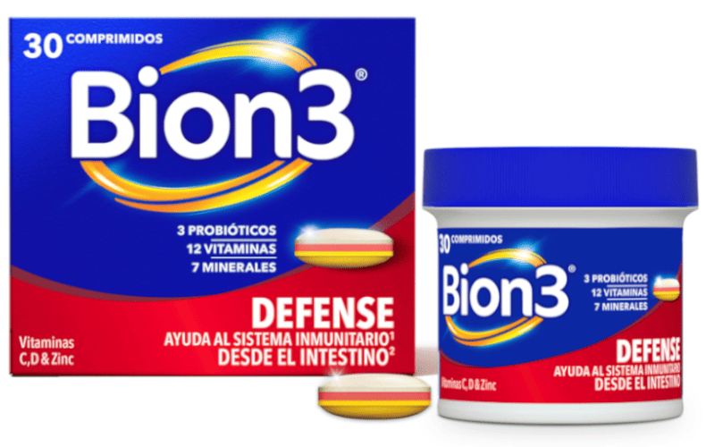 Bion3 Defense con Probióticos, Vitamina C, D y Zinc 30 Comprimidos