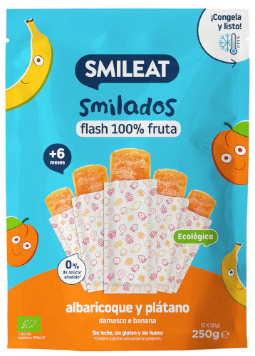 Smileat Smilado Albaricoque y Plátano ECO +6m 5x50 gr