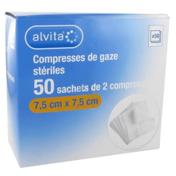 Compresse Gaze 7,5 x 7,5cm Lot de 50 x 2 unités 2