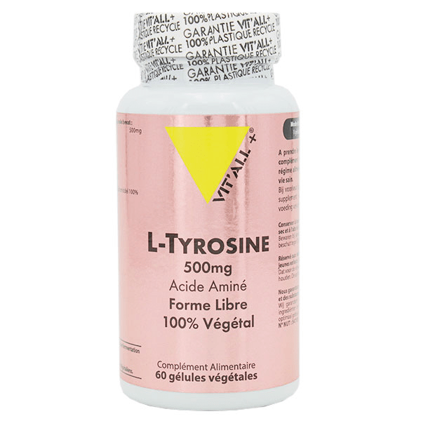 L-Tyrosine 500mg Acide aminé forme libre 100% végétal - 60 gélules végétales 3