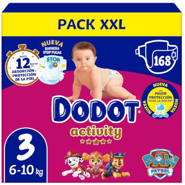 Dodot Pañales Activity Box XXL T3 (6-18 kg) 168 uds