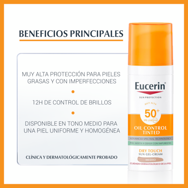 Eucerin Fotoprotector Facial Oil Control Dry Touch SPF50+ Color 50ml