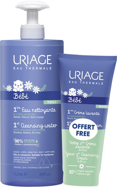 Uriage Bebé Agua Limpiadora 500 Ml + Crema Lavante 200 Ml