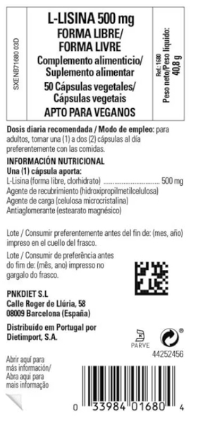 Solgar L-Lisina 500 Mg 50 Cápsulas