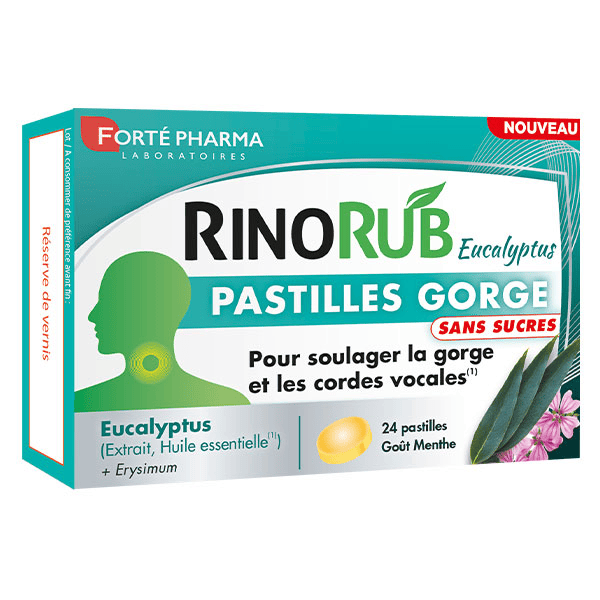 RinoRub Pastilles Gorge Eucalyptus Sans sucres 24 pastilles 2