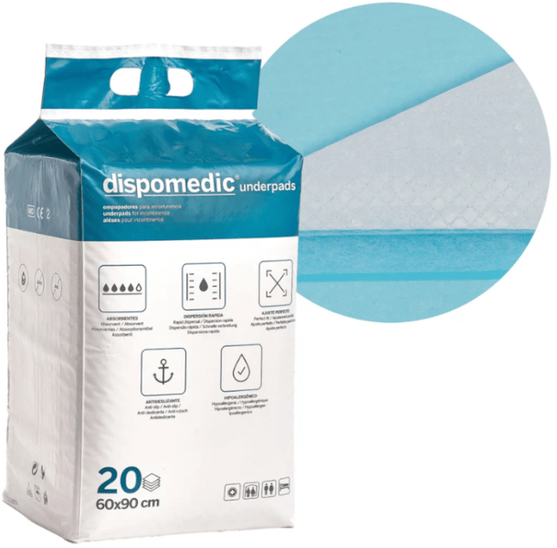 Dispomedic Empapador Absorbente Desechable 60x90cm 20 uds