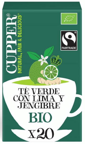 Cupper Verde/Lima 3 X Infusión Té Con Y Jengibre Bio 20 Bolsitas Infusoras - Imagen 3