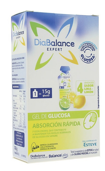 DiaBalance Gel Glucosa Absorción Rápida Lima Limón 4 Sobres De 35 G