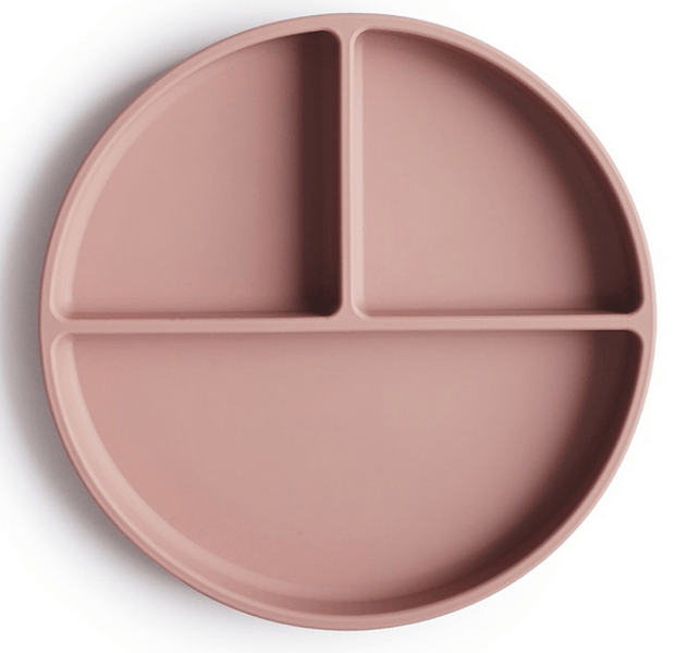 mushie plato ventosa-compartimentos solid blush