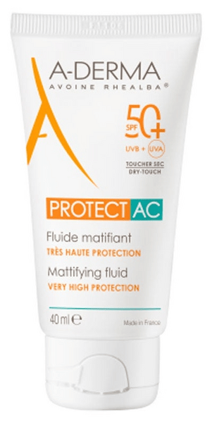 A-Derma Protect Ac Spf50+ Fluido Solar Matificante 40 Ml - Imagen 2