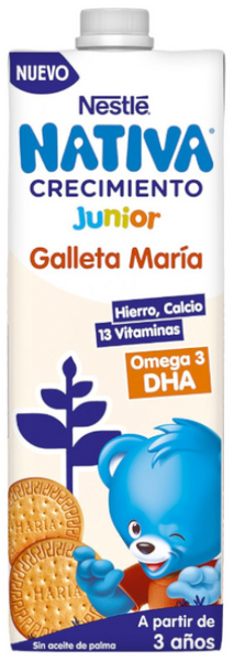 Nestlé Nativa Crecimiento Junior Galleta Maria +3 Años 1 L