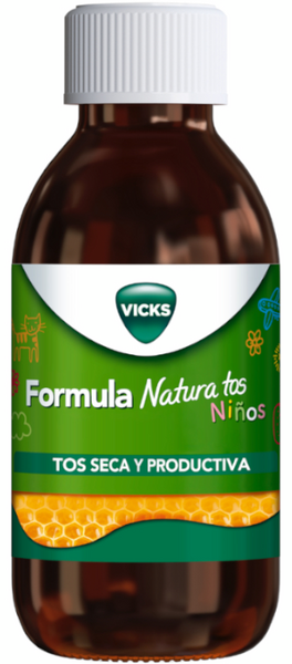 Vicks Formula Natura Tos Jarabe Alivio 2en1 Niño +1Año Miel Y Fresa 140 Ml