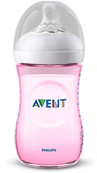 Avent Biberón Philips Natural Flujo Lento 260ml +1m Color Rosa