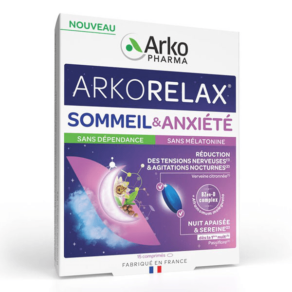 Arkorelax Sommeil & Anxiété Passiflore Verveine Citronnée Vitamine B3 15 comprimés 3