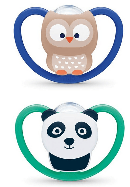 Nuk Space Chupete Silicona 18-36m Búho y Panda 2 uds