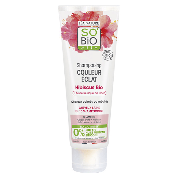 So'Bio Étic Cheveux Colorés ou Méchés Shampoing Hibiscus & Acide Laurique de Coco Bio 250ml 2