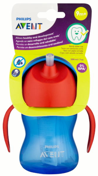 Avent Vaso Pajita Y Asas +6m 210 Ml Azul