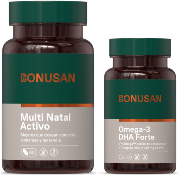 Bonusan Multi Natal Activo 60 Comprimidos + Omega-3 DHA Forte 30 Perlas