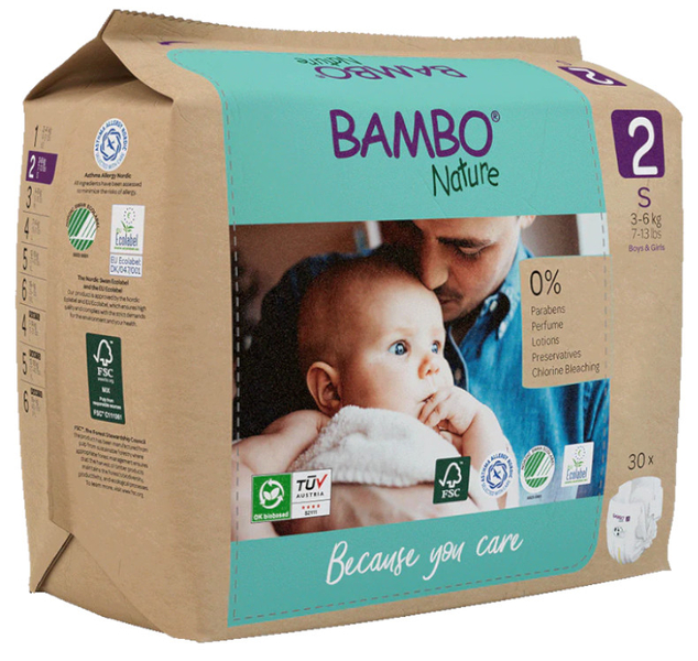 Bambo Nature Pañales T2 (3-6 Kg) 30 Uds