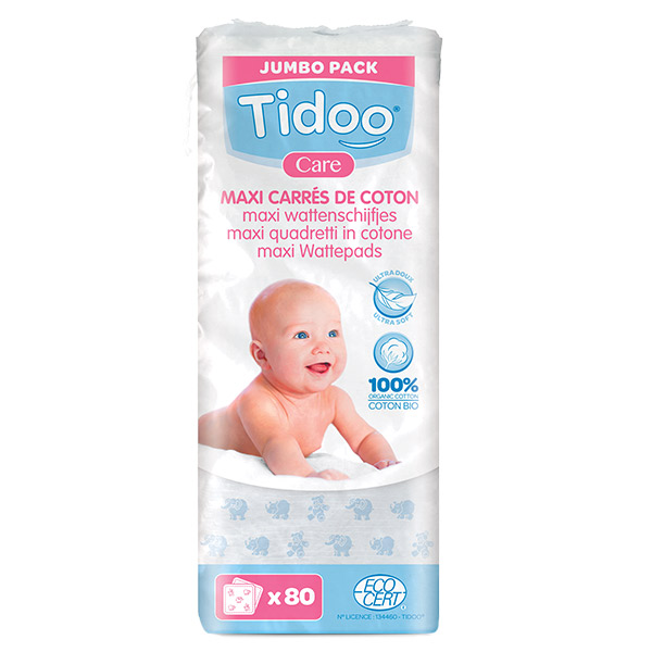 Care Coton Maxi Carrés Bio 80 cotons