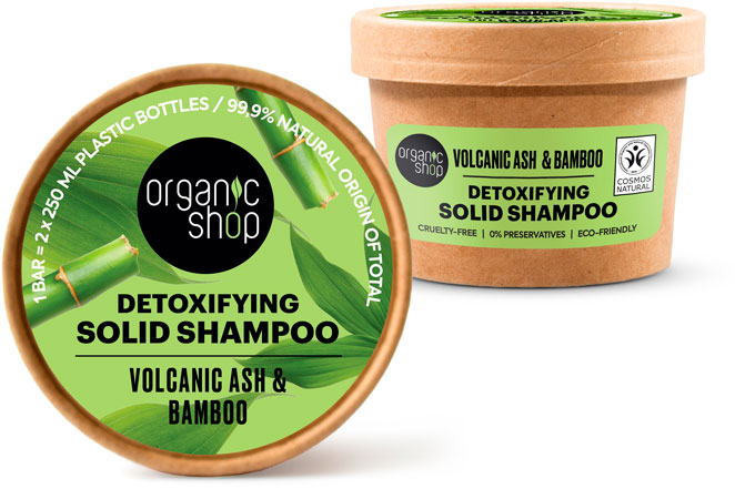 Organic Shop Champú Sólido Detoxificante Cenizas Volcánicas Y Bambú 60 Gr