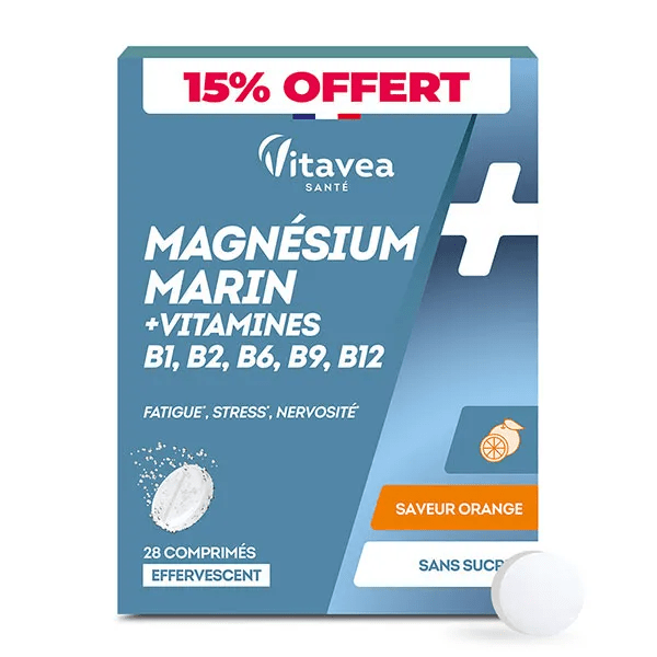Magnésium Marin Vitamine B6 28 comprimés effervescents Saveur orange 3