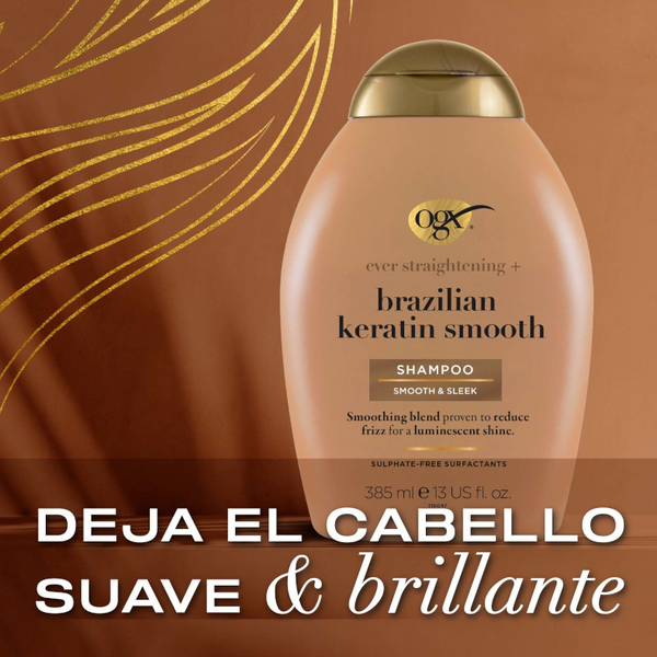 OGX Champú Queratina Brasileña, Suavidad Y Brillo 385 Ml