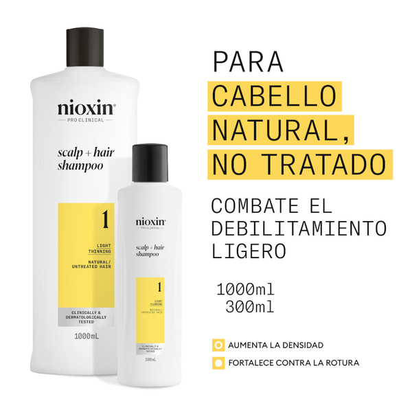 Nioxin 1 Champú Cabello Natural Debilitamiento Leve 300 Ml