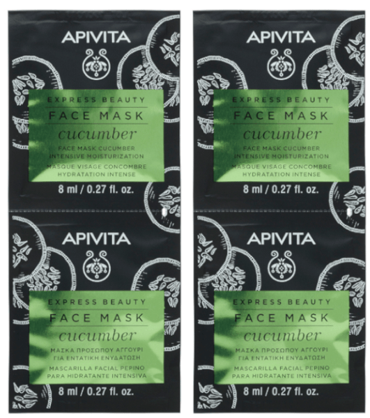 Apivita Express Beauty Mascarilla Facial Hidratante Intensiva con Pepino 4 uds