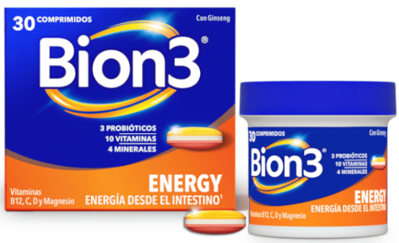 Bion3 Energy Multivitamínicos con Probióticos, Vitamina B12, C y Magnesio 30 Comprimidos