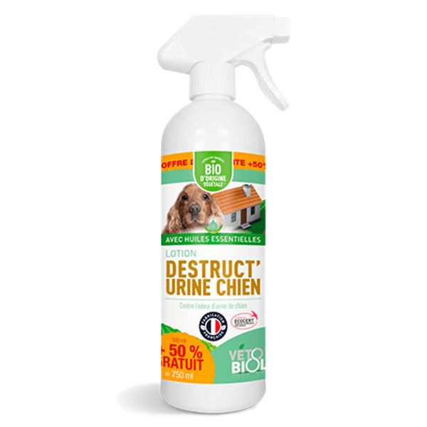 Comparer les prix de Vétobiol Hygiène Lotion Destruct'Urine Chien Bio 500ml + 250ml Offert