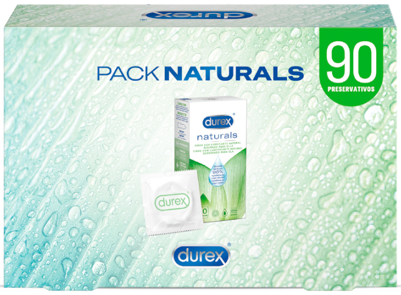 Durex Naturals Preservativos Con Lubricante Base Agua 90 Uds