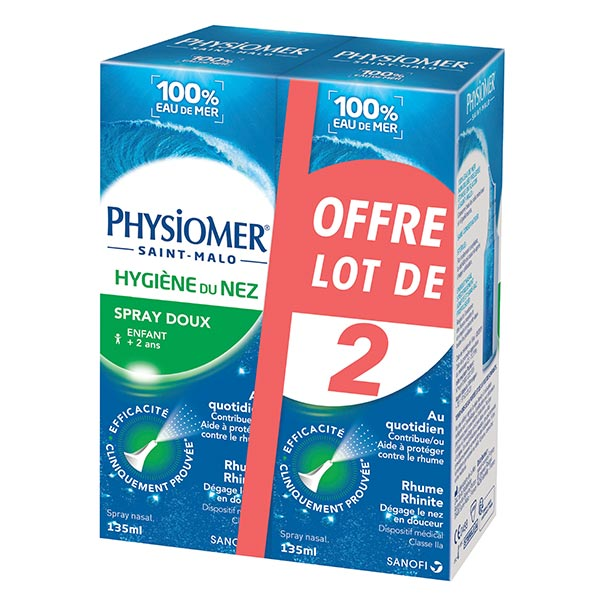 Physiomer Hygiène du Nez Spray Doux Lot de 2 x 135ml