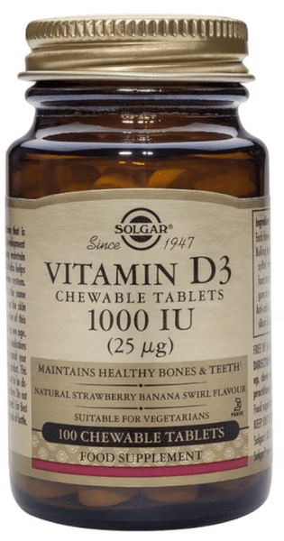 Solgar Vitamina D3 1000 Iu (Colecalciferol) 100 Comprimidos Masticables