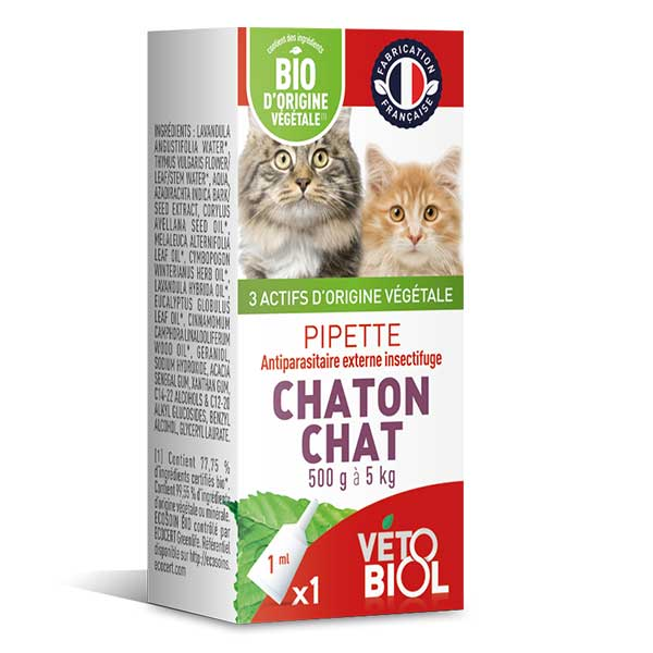 Comparer les prix de Vetobiol Antiparasitaire Pipette Chaton/Chat Bio 1 ml