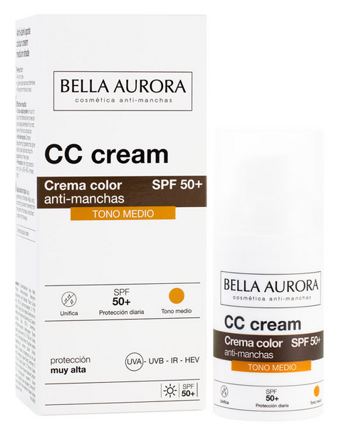 Bella Aurora CC Cream Con Color Tono Medio SPF50+ 30ml