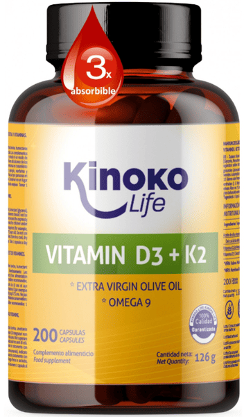 Kinoko Life Vitamina D3 y K2 200 Cápsulas