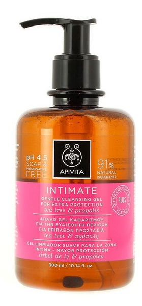 Apivita Intimate Gel Limpiador Suave Plus Con Arbol Del Te Y Propoleo 300ml