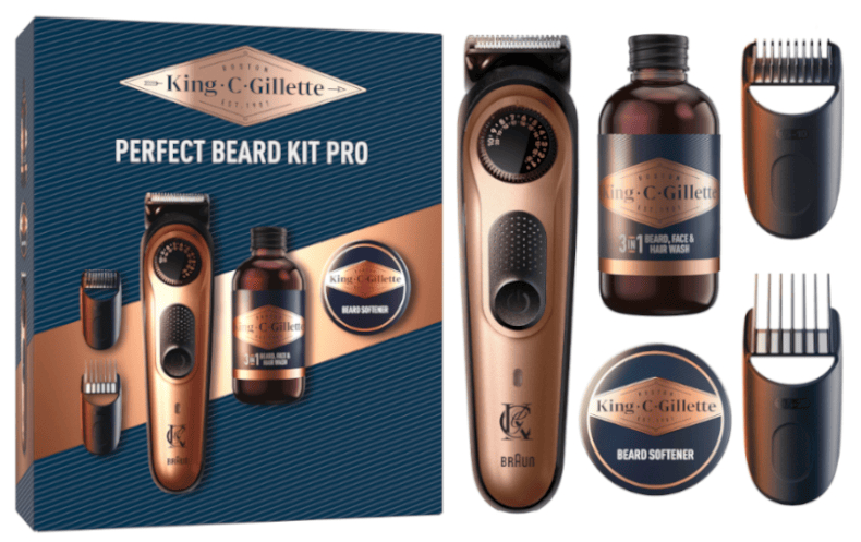 Gillette King C. Recortadora Barba PRO + Gel Limpiador 60 ml + Bálsamo 25 ml
