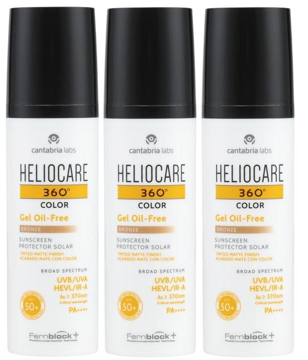 Imagen de Heliocare 360 Gel Oil Free SPF50+ Color Bronze 3x50 ml ☀️ en OfertitasTOP