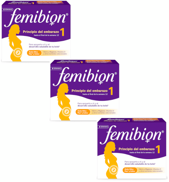 Femibion 1 Primer Trimestre de Embarazo, Semanas 1-12, Ácido Fólico Plus y Vitaminas 3x28 Comprimidos