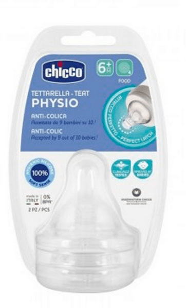 Chicco Tetina Physio Flujo Papilla Silicona 6M+ 2 Unidades