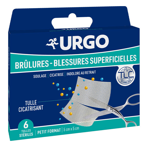 Premiers Soins Brûlures Blessures Superficielles Tulle Stérile 5 x 5cm 6 unités 2